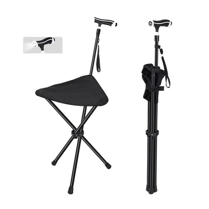 Cane with Stool Folding Aluminum Alloy for Hiking Elderly Non-Slip Cane with Seat Non-Slip Outdoor Furniture with LED Light